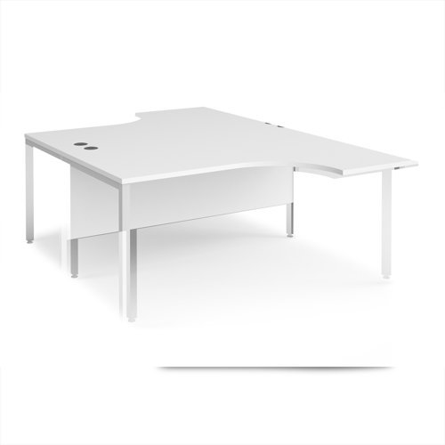 Maestro 25 back to back ergonomic desks 1600mm deep - white bench leg frame White Top - MB16EBWHWH
