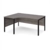 Maestro 25 left hand ergonomic desk 1600mm wide - black bench leg frame Grey Oak Top - MB16ELKGO