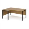 Maestro 25 left hand ergonomic desk 1600mm wide - black bench leg frame Oak Top - MB16ELKO