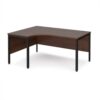 Maestro 25 left hand ergonomic desk 1600mm wide - black bench leg frame Walnut top - MB16ELKW