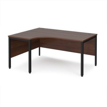 Maestro 25 left hand ergonomic desk 1600mm wide - black bench leg frame Walnut top - MB16ELKW