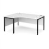 Maestro 25 left hand ergonomic desk 1600mm wide - black bench leg frame White Top - MB16ELKWH