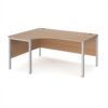 Maestro 25 left hand ergonomic desk 1600mm wide - silver bench leg frame Beech top - MB16ELSB