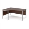 Maestro 25 left hand ergonomic desk 1600mm wide - silver bench leg frame Walnut top - MB16ELSW