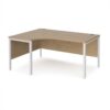 Maestro 25 left hand ergonomic desk 1600mm wide - white bench leg frame Kendal Oak Top - MB16ELWHKO