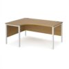 Maestro 25 left hand ergonomic desk 1600mm wide - white bench leg frame Oak Top - MB16ELWHO