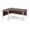 Maestro 25 left hand ergonomic desk 1600mm wide - white bench leg frame Walnut top - MB16ELWHW