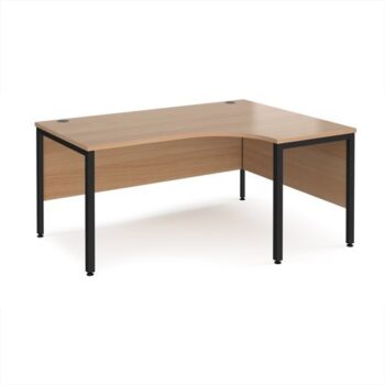 Maestro 25 right hand ergonomic desk 1600mm wide - black bench leg frame Beech top - MB16ERKB