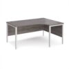 Maestro 25 right hand ergonomic desk 1600mm wide - white bench leg frame Grey Oak Top - MB16ERWHGO