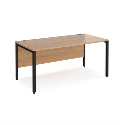 Maestro 25 straight desk 1600mm x 800mm - black bench leg frame Beech top - MB16KB