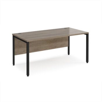 Maestro 25 straight desk 1600mm x 800mm - black bench leg frame Nebraska Oak Top - MB16KNO