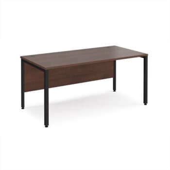 Maestro 25 straight desk 1600mm x 800mm - black bench leg frame Walnut top - MB16KW