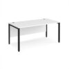 Maestro 25 straight desk 1600mm x 800mm - black bench leg frame White Top - MB16KWH