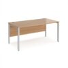 Maestro 25 straight desk 1600mm x 800mm - silver bench leg frame Beech top - MB16SB