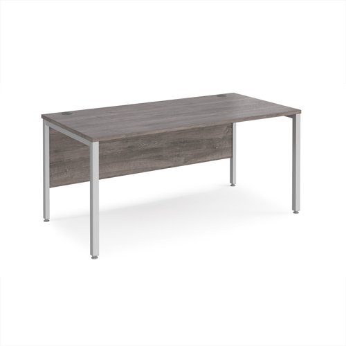 Maestro 25 straight desk 1600mm x 800mm - silver bench leg frame Grey Oak Top - MB16SGO