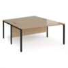 Maestro 25 back to back wave desks 1600mm deep - black bench leg frame Kendal Oak Top - MB16WBKKO