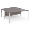 Maestro 25 back to back wave desks 1600mm deep - silver bench leg frame Grey Oak Top - MB16WBSGO