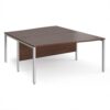 Maestro 25 back to back wave desks 1600mm deep - silver bench leg frame Walnut top - MB16WBSW