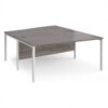 Maestro 25 back to back wave desks 1600mm deep - white bench leg frame Grey Oak Top - MB16WBWHGO