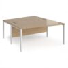 Maestro 25 back to back wave desks 1600mm deep - white bench leg frame Kendal Oak Top - MB16WBWHKO