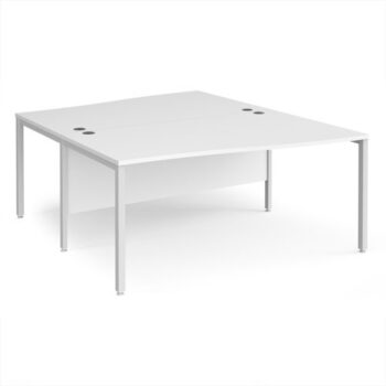 Maestro 25 back to back wave desks 1600mm deep - white bench leg frame White Top - MB16WBWHWH
