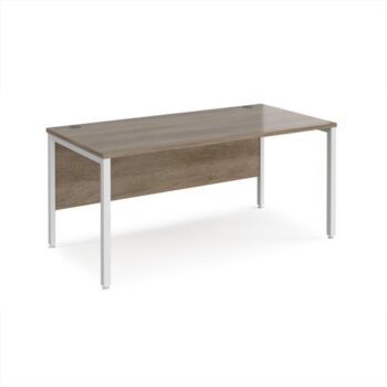 Maestro 25 straight desk 1600mm x 800mm - white bench leg frame Nebraska Oak Top - MB16WHNO