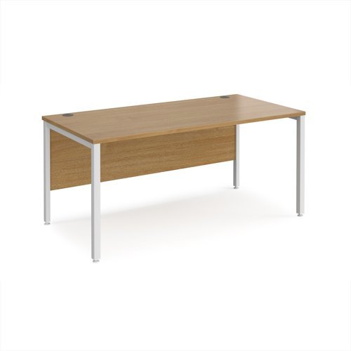 Maestro 25 straight desk 1600mm x 800mm - white bench leg frame Oak Top - MB16WHO