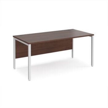 Maestro 25 straight desk 1600mm x 800mm - white bench leg frame Walnut top - MB16WHW