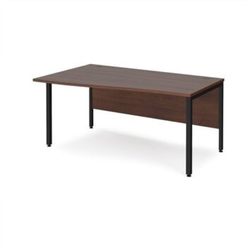 Maestro 25 left hand wave desk 1600mm wide - black bench leg frame Walnut top - MB16WLKW