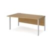 Maestro 25 left hand wave desk 1600mm wide - silver bench leg frame Oak Top - MB16WLSO
