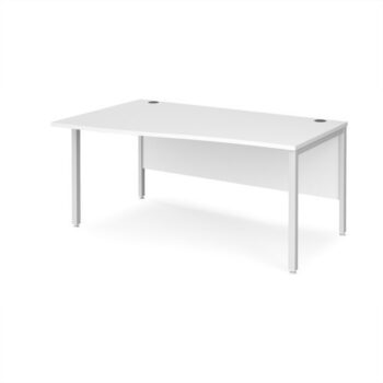 Maestro 25 left hand wave desk 1600mm wide - white bench leg frame White Top - MB16WLWHWH