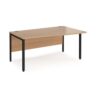 Maestro 25 right hand wave desk 1600mm wide - black bench leg frame Beech top - MB16WRKB