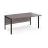 Maestro 25 right hand wave desk 1600mm wide - black bench leg frame Grey Oak Top - MB16WRKGO