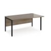 Maestro 25 right hand wave desk 1600mm wide - black bench leg frame Nebraska Oak Top - MB16WRKNO