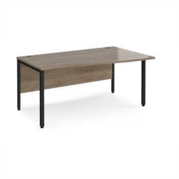 Maestro 25 right hand wave desk 1600mm wide - black bench leg frame Nebraska Oak Top - MB16WRKNO