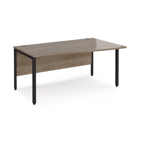 Maestro 25 right hand wave desk 1600mm wide - black bench leg frame Nebraska Oak Top - MB16WRKNO