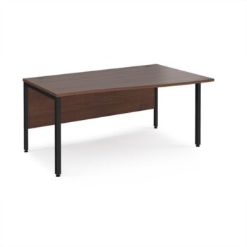 Maestro 25 right hand wave desk 1600mm wide - black bench leg frame Walnut top - MB16WRKW
