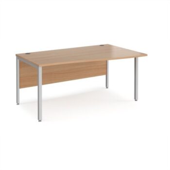 Maestro 25 right hand wave desk 1600mm wide - silver bench leg frame Beech top - MB16WRSB