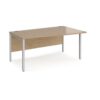 Maestro 25 right hand wave desk 1600mm wide - silver bench leg frame Kendal Oak Top - MB16WRSKO