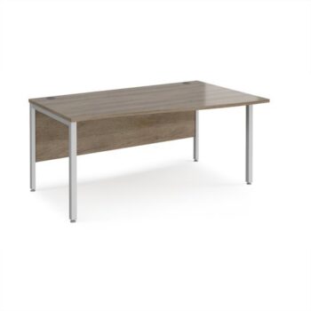 Maestro 25 right hand wave desk 1600mm wide - silver bench leg frame Nebraska Oak Top - MB16WRSNO