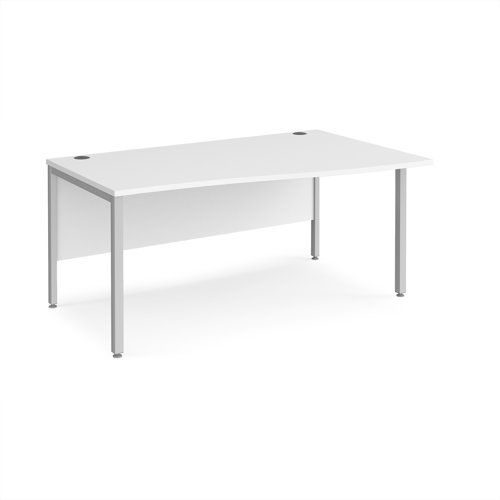 Maestro 25 right hand wave desk 1600mm wide - silver bench leg frame White Top - MB16WRSWH