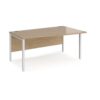 Maestro 25 right hand wave desk 1600mm wide - white bench leg frame Kendal Oak Top - MB16WRWHKO