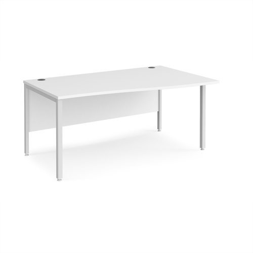 Maestro 25 right hand wave desk 1600mm wide - white bench leg frame White Top - MB16WRWHWH