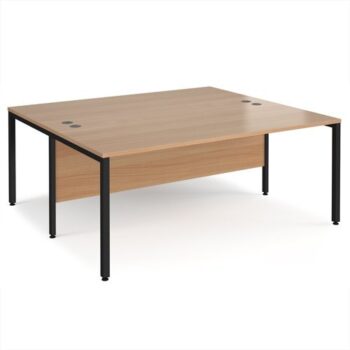 Maestro 25 back to back straight desks 1800mm x 1600mm - black bench leg frame Beech top - MB1816BKB