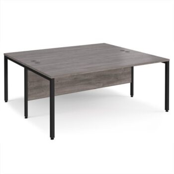 Maestro 25 back to back straight desks 1800mm x 1600mm - black bench leg frame Grey Oak Top - MB1816BKGO