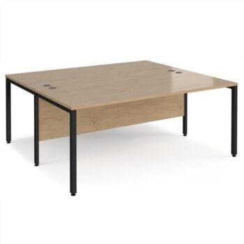 Maestro 25 back to back straight desks 1800mm x 1600mm - black bench leg frame Kendal Oak Top - MB1816BKKO