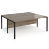 Maestro 25 back to back straight desks 1800mm x 1600mm - black bench leg frame Nebraska Oak Top - MB1816BKNO