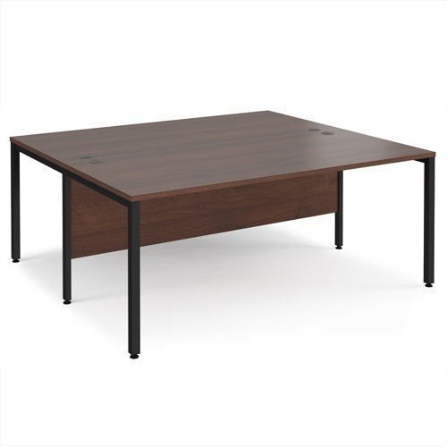 Maestro 25 back to back straight desks 1800mm x 1600mm - black bench leg frame Walnut top - MB1816BKW