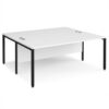 Maestro 25 back to back straight desks 1800mm x 1600mm - black bench leg frame White Top - MB1816BKWH
