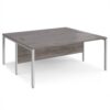 Maestro 25 back to back straight desks 1800mm x 1600mm - silver bench leg frame Grey Oak Top - MB1816BSGO